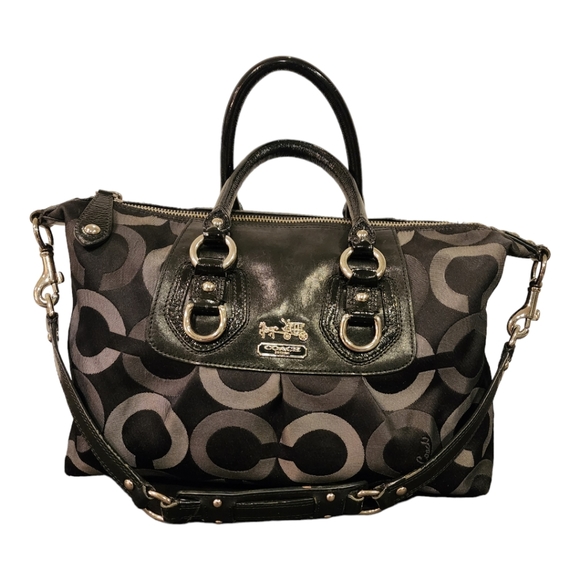 Coach Black and Silver Signature Satchel - Picture 1 of 15